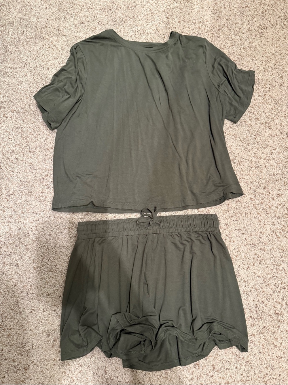 nuuds darkest olive pajamas (short set)